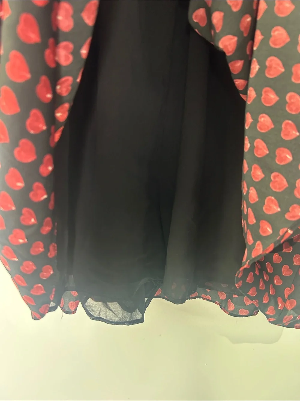 ZARA Woman Red Heart Print Long Sleeve Romper Mini Dress Black Size Small